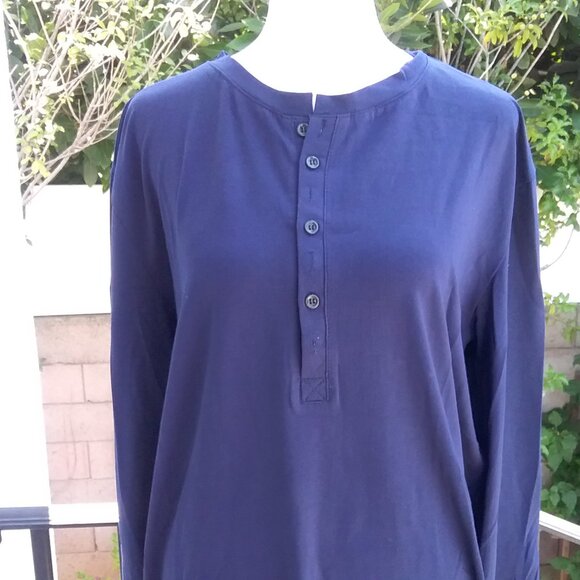 YTD Men's Shirt Knit Casual Basic Henley Long Sleeve Navy Blue 5 buttons NEW XL - Picture 3 of 5